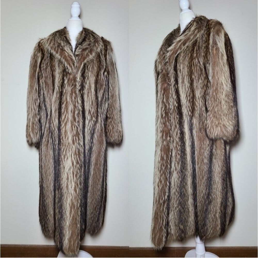 Vintage Genuine Raccoon Fur Long Coat - Picture 4 of 9
